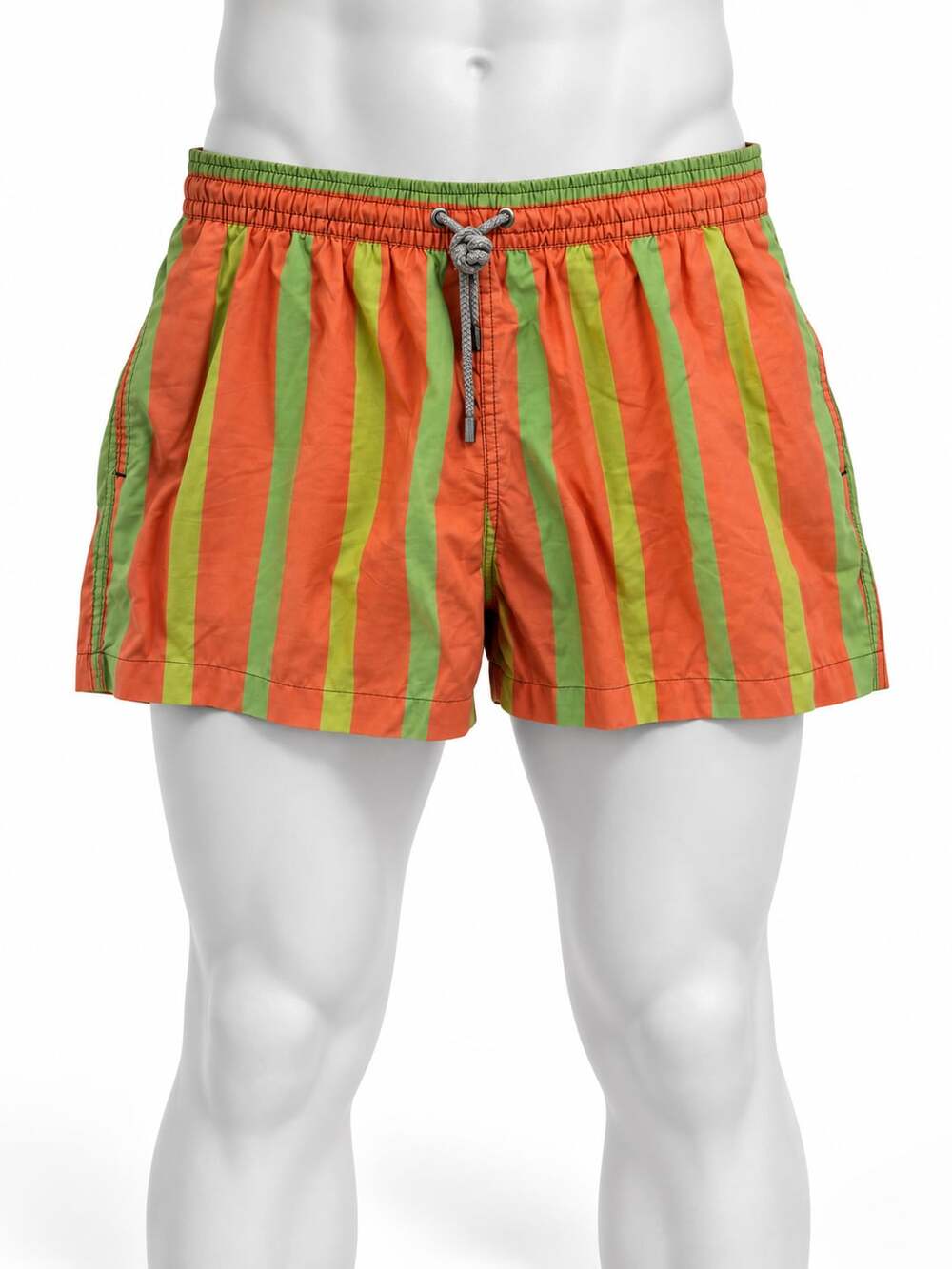 Zingara Men's Striped Swim Trunks Orange Green Size M